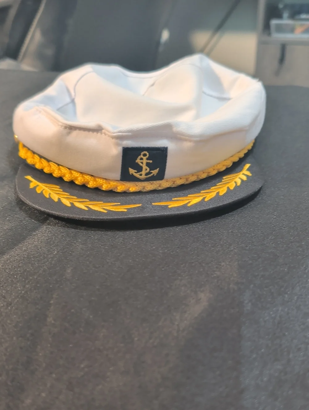 Adjustable White and Navy Sailor Captain Hat